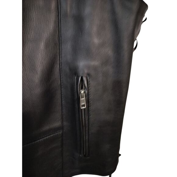 M659) Street & Steel 2nd Amendment Black Leather Motorcycle Vest Size 4XL.Nwot - Picture 5 of 9